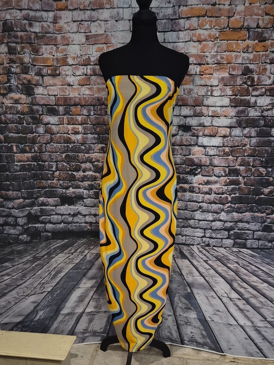 Almost Famous Dresses & Skirts - Almost Famous Yellow Blue Black Cream Colorblock Strapless Maxi Dress